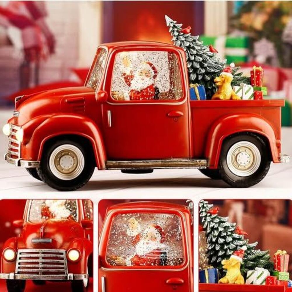 Vintage  Lighted Truck Decor, 11.3" Musical Christmas Snow Globe